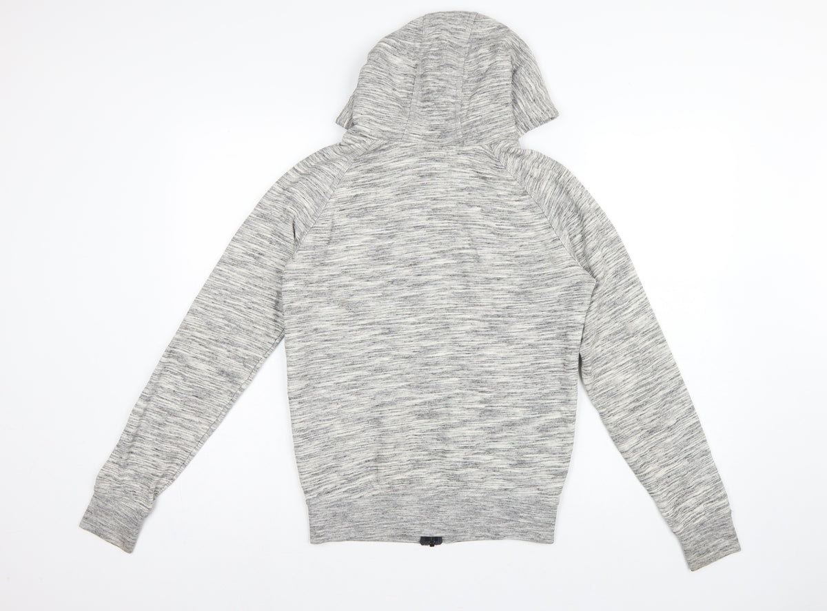 Adidas Originals Women Grey Marl UK 10 Full Zip Hooded Logo Hoodie