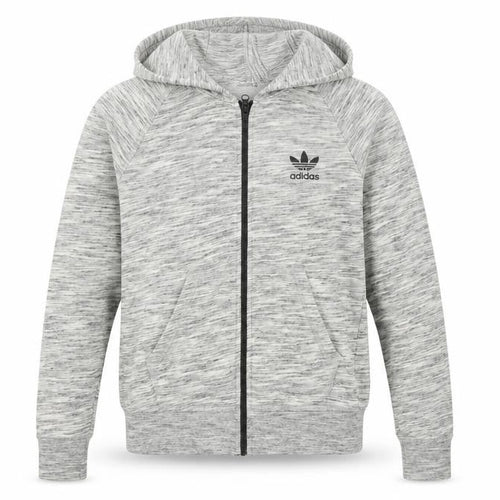 Adidas Originals Women Grey Marl UK 10 Full Zip Hooded Logo Hoodie