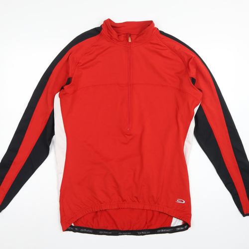 Crane Bike Men's Red Large 1/4 Zip Cycling Track Jacket Stretch