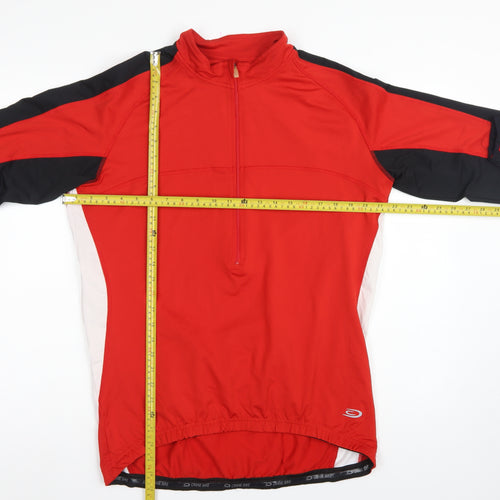 Crane Bike Men's Red Large 1/4 Zip Cycling Track Jacket Stretch