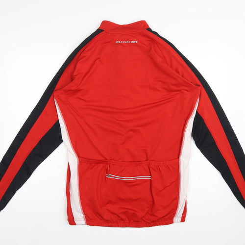 Crane Bike Men's Red Large 1/4 Zip Cycling Track Jacket Stretch