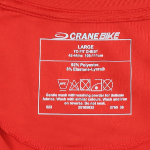 Crane Bike Men's Red Large 1/4 Zip Cycling Track Jacket Stretch
