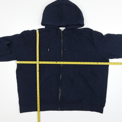 Marks and Spencer Men Navy 3XL Full Zip Hooded Cotton Hoodie Pockets