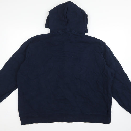 Marks and Spencer Men Navy 3XL Full Zip Hooded Cotton Hoodie Pockets