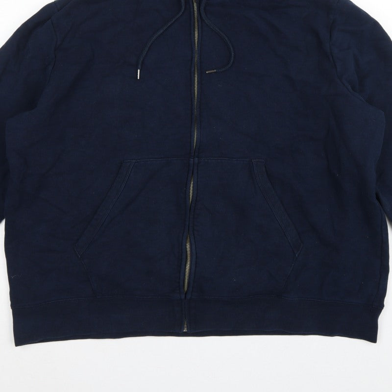 Marks and Spencer Men Navy 3XL Full Zip Hooded Cotton Hoodie Pockets