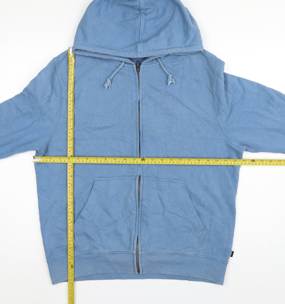 Finisterre Men’s Blue Organic Cotton L Full Zip Hooded Hoodie