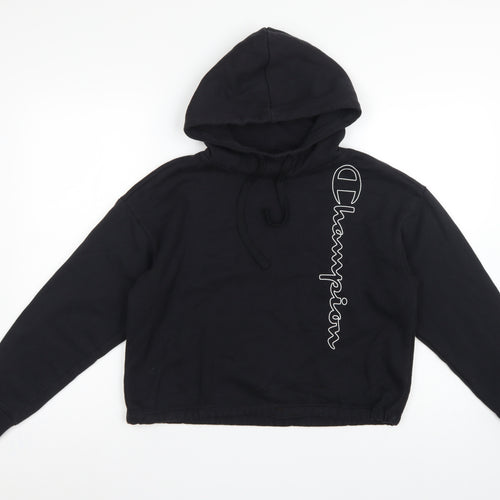 Champion Women’s Black Small Logo Print Pullover Hoodie