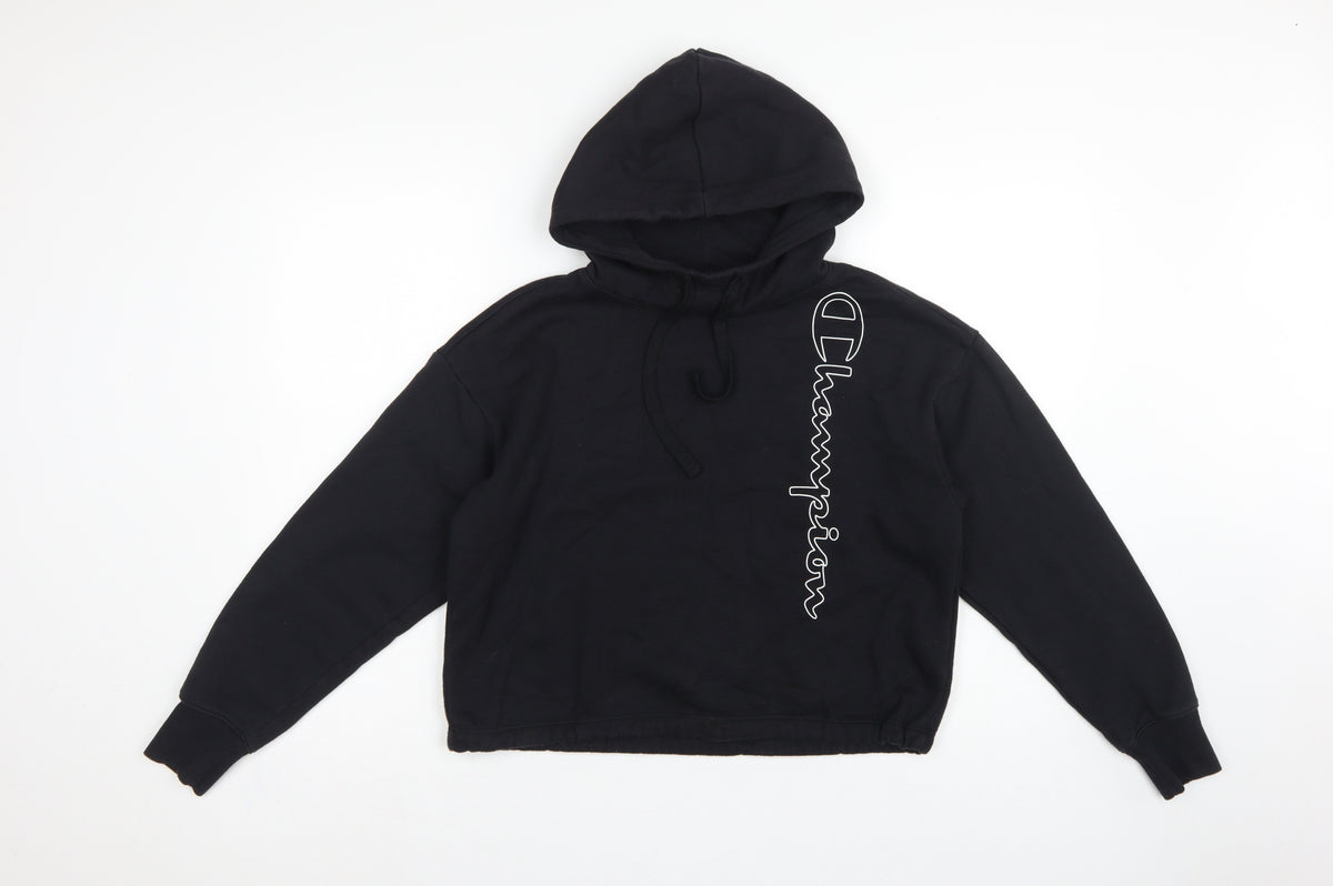 Champion Women’s Black Small Logo Print Pullover Hoodie