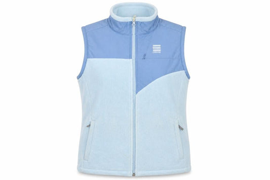 Front view of Lands' End Teens Blue, size 10, Fleece Gilet Waistcoat Full Zip Pockets