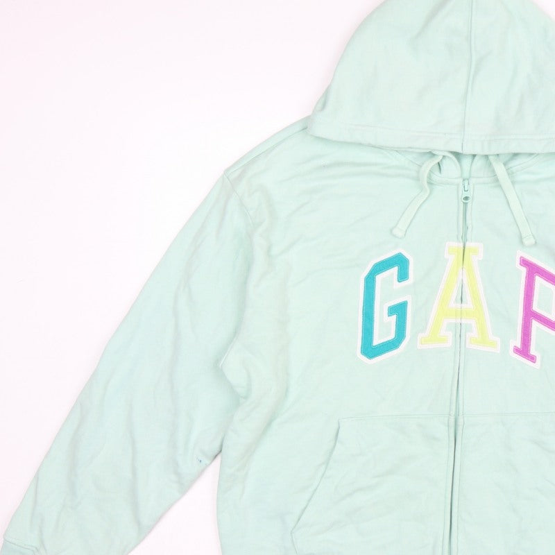 Gap Women’s Mint Green L Full Zip Hooded Logo Hoodie Cotton Blend