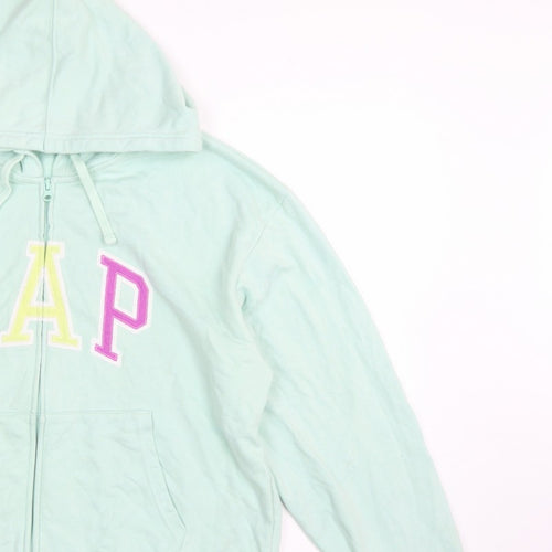 Gap Women’s Mint Green L Full Zip Hooded Logo Hoodie Cotton Blend