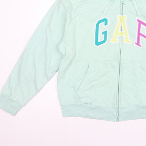 Gap Women’s Mint Green L Full Zip Hooded Logo Hoodie Cotton Blend