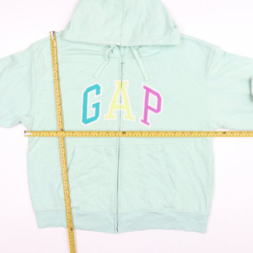 Gap Women’s Mint Green L Full Zip Hooded Logo Hoodie Cotton Blend