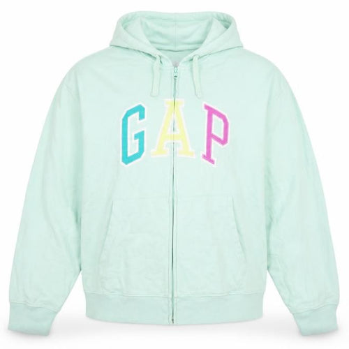 Gap Women’s Mint Green L Full Zip Hooded Logo Hoodie Cotton Blend