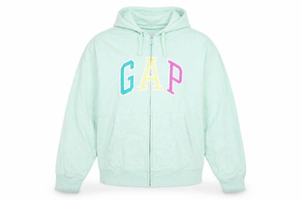 Gap Women’s Mint Green L Full Zip Hooded Logo Hoodie Cotton Blend