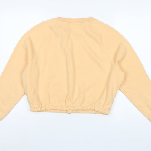 H&M Women Yellow S Cropped Drawstring Hem Raglan Sweatshirt