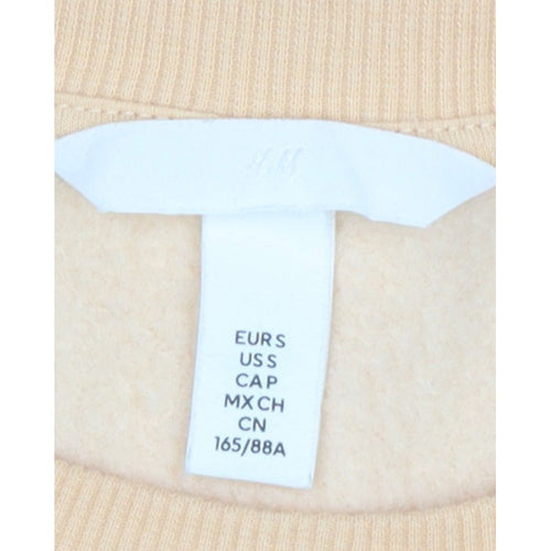 H&M Women Yellow S Cropped Drawstring Hem Raglan Sweatshirt