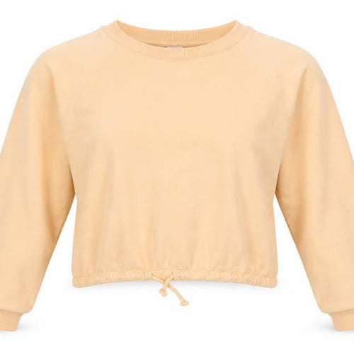 H&M Women Yellow S Cropped Drawstring Hem Raglan Sweatshirt