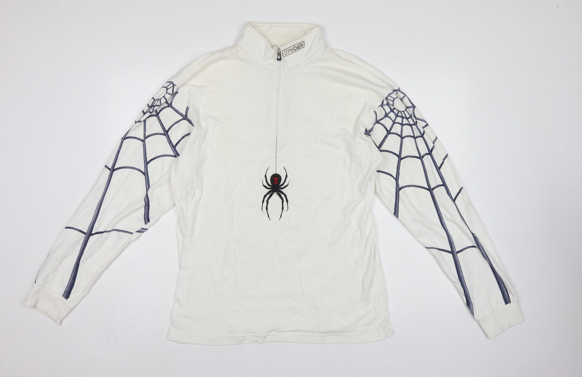 Spyder Men’s White M 1/4 Zip Spider Graphic Ski Sweatshirt Pullover