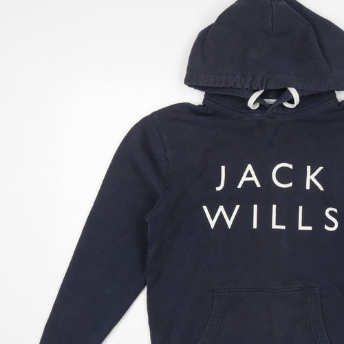 Jack Wills Men’s Blue XS Pullover Logo Hoodie Hooded Cotton Blend