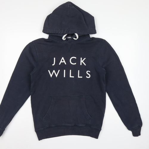 Jack Wills Men’s Blue XS Pullover Logo Hoodie Hooded Cotton Blend