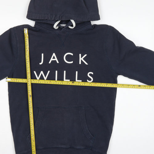 Jack Wills Men’s Blue XS Pullover Logo Hoodie Hooded Cotton Blend