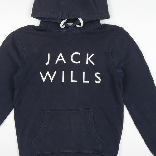 Jack Wills Men’s Blue XS Pullover Logo Hoodie Hooded Cotton Blend