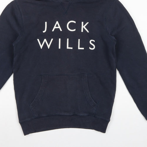 Jack Wills Men’s Blue XS Pullover Logo Hoodie Hooded Cotton Blend