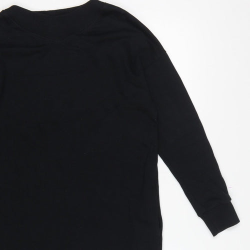 Next Women Black UK 12-14 Jumper Dress Long Sleeve Crew Neck Casual