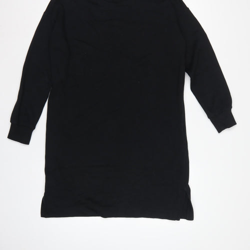 Next Women Black UK 12-14 Jumper Dress Long Sleeve Crew Neck Casual