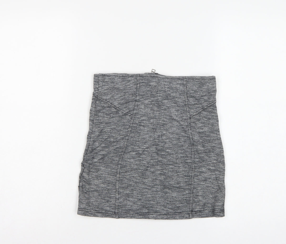 Topshop Women Grey UK 10 Mini Pencil Skirt Front Zip Stretch