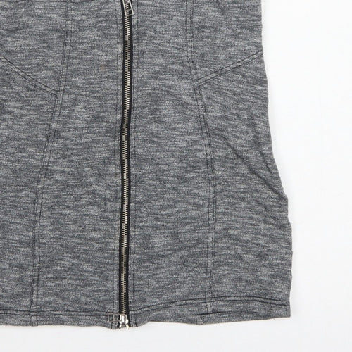 Topshop Women Grey UK 10 Mini Pencil Skirt Front Zip Stretch