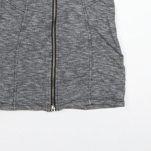 Topshop Women Grey UK 10 Mini Pencil Skirt Front Zip Stretch