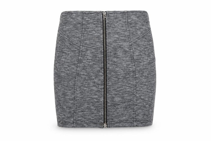 Topshop Women Grey UK 10 Mini Pencil Skirt Front Zip Stretch
