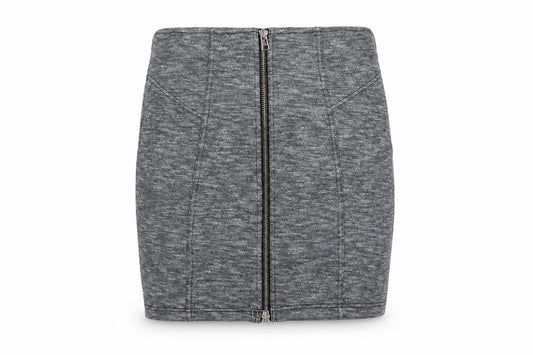 Topshop Women Grey UK 10 Mini Pencil Skirt Front Zip Stretch