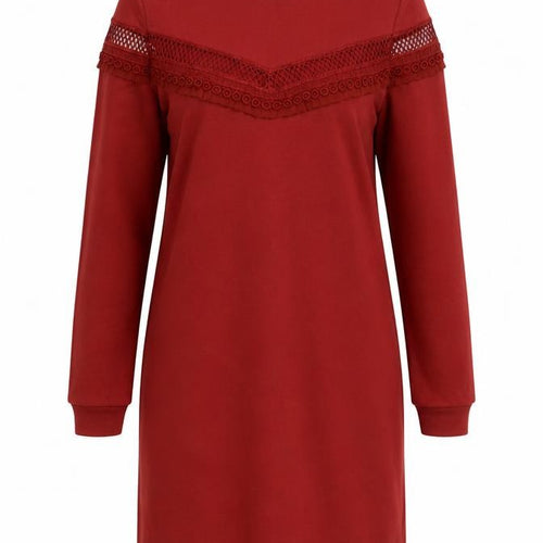 New Look Women Red UK 12 Jumper Dress Crochet Trim Long Sleeve