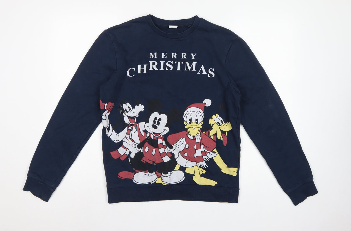 Disney Unisex Adults Navy S Pullover Christmas Mickey Friends Sweatshirt