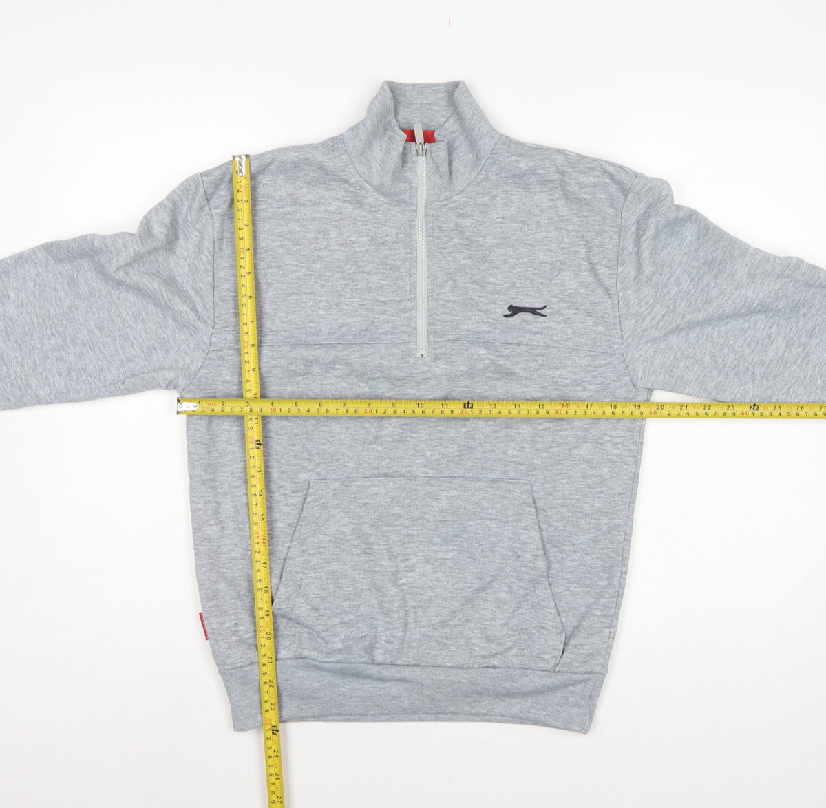 Close-up detail of Slazenger Men’s Grey S 1/4 Zip High Neck Pocket Sweatshirt