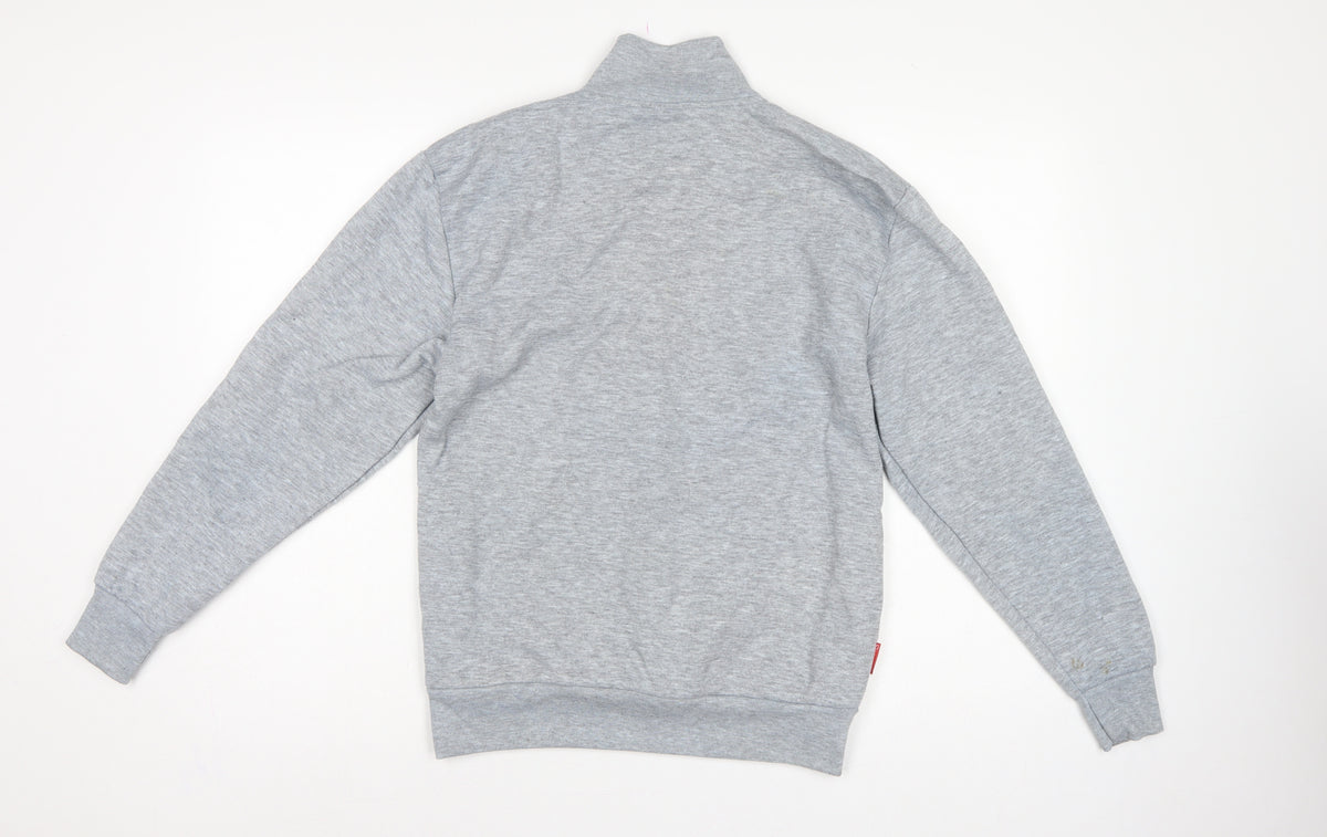 Brand and care label for Slazenger Men’s Grey S 1/4 Zip High Neck Pocket Sweatshirt