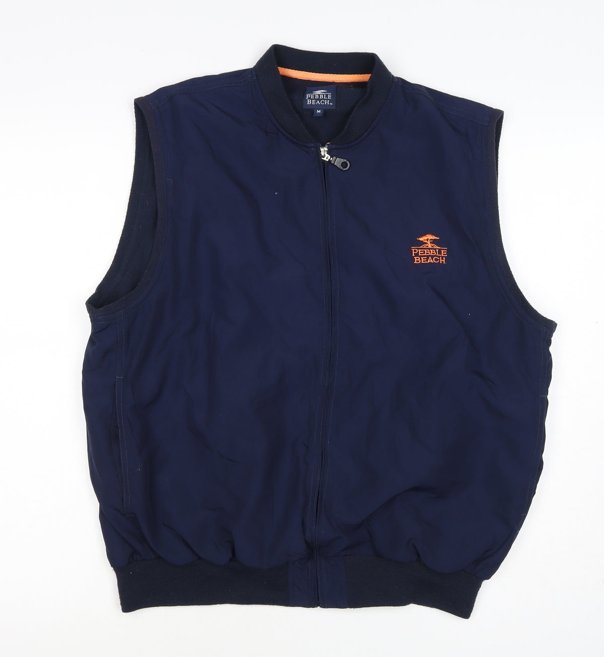 Back view of Pebble Beach Men’s Blue M Full Zip Golf Bodywarmer Waistcoat