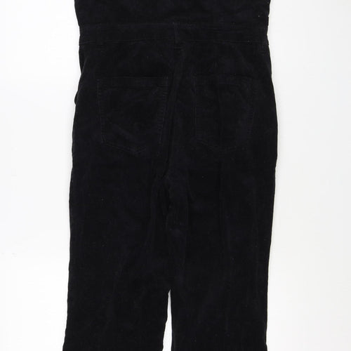 Mango Women Black UK 14 Cotton Corduroy Zip Front Jumpsuit