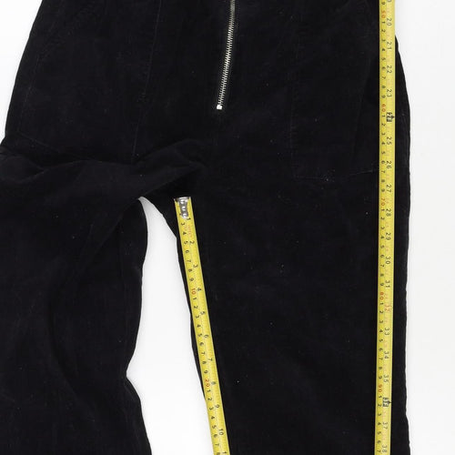 Mango Women Black UK 14 Cotton Corduroy Zip Front Jumpsuit