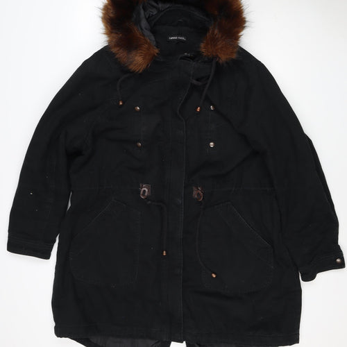 Capsule Women’s Black UK 20 Faux Fur Trim Hooded Parka Jacket