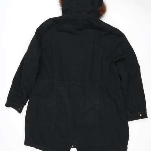 Capsule Women’s Black UK 20 Faux Fur Trim Hooded Parka Jacket