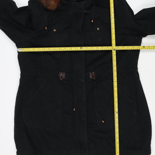 Capsule Women’s Black UK 20 Faux Fur Trim Hooded Parka Jacket