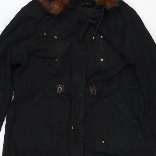 Capsule Women’s Black UK 20 Faux Fur Trim Hooded Parka Jacket
