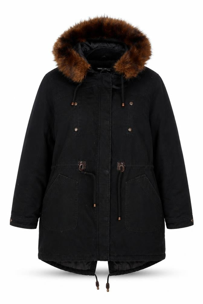 Capsule Women’s Black UK 20 Faux Fur Trim Hooded Parka Jacket