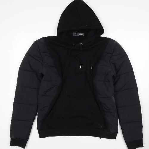 Maniere De Voir Men’s Black S Hooded Quilted Puffer Jacket
