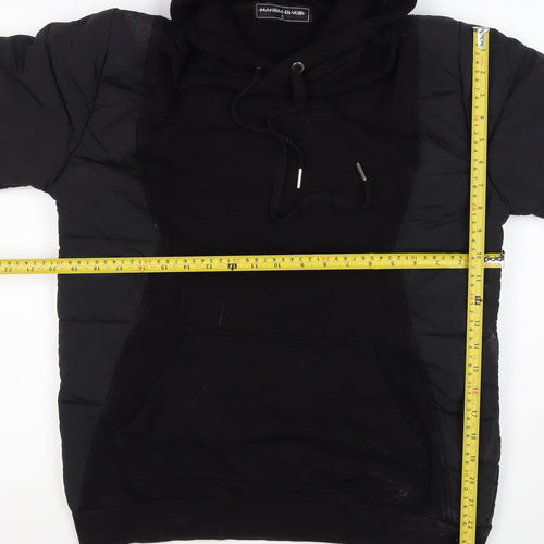 Maniere De Voir Men’s Black S Hooded Quilted Puffer Jacket
