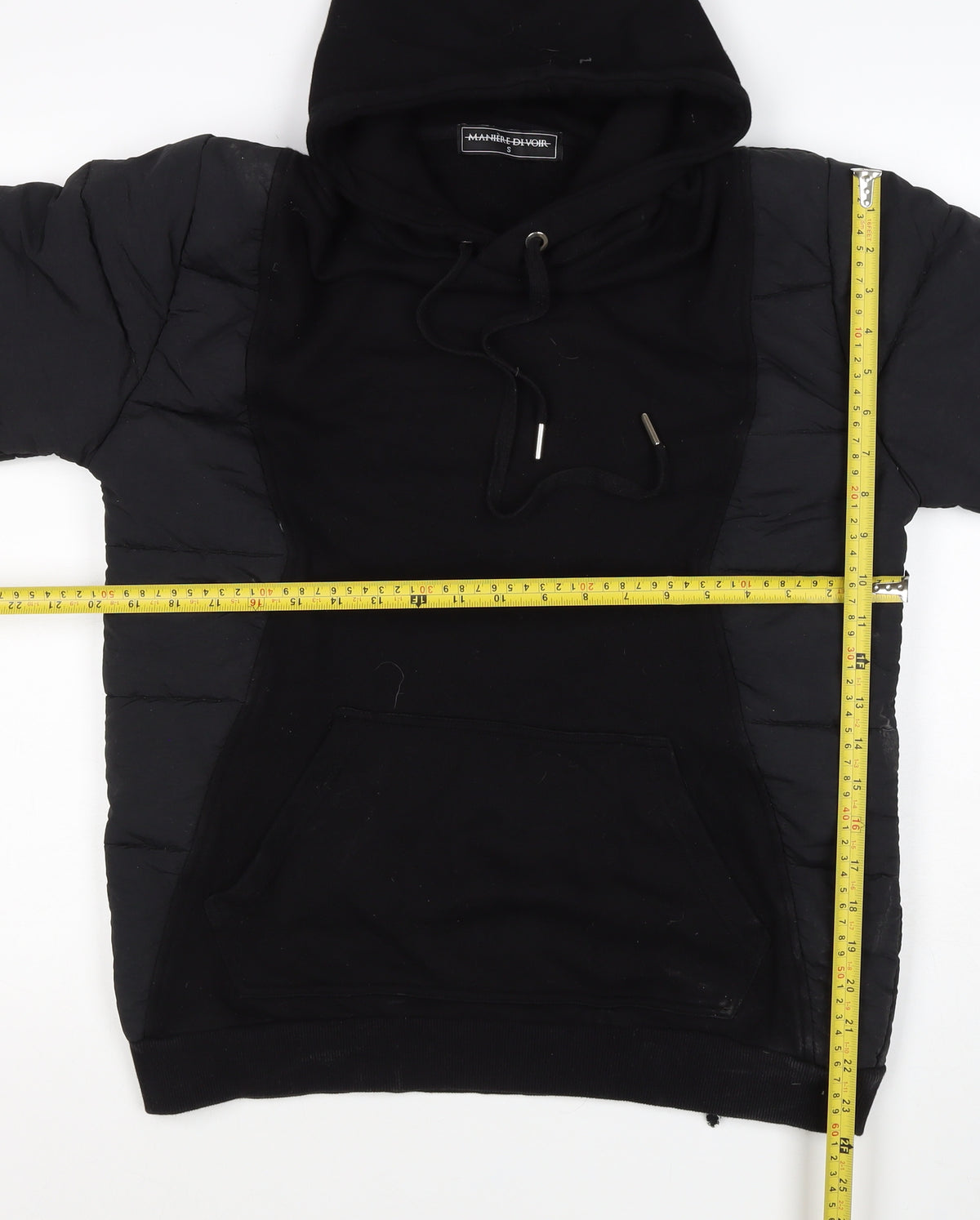 Maniere De Voir Men’s Black S Hooded Quilted Puffer Jacket